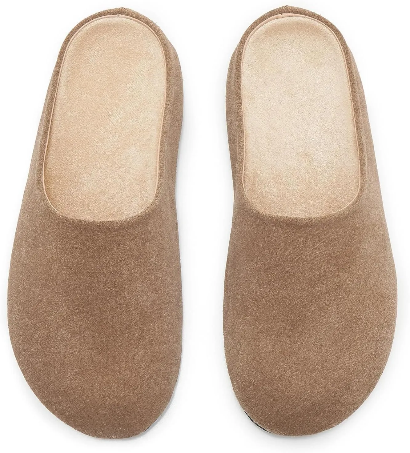 Women's Suede Clogs Round Toe Leather Mules Cork Footbed Clog with Arch Support Comfort Casual Slip-on Fall Shoes
