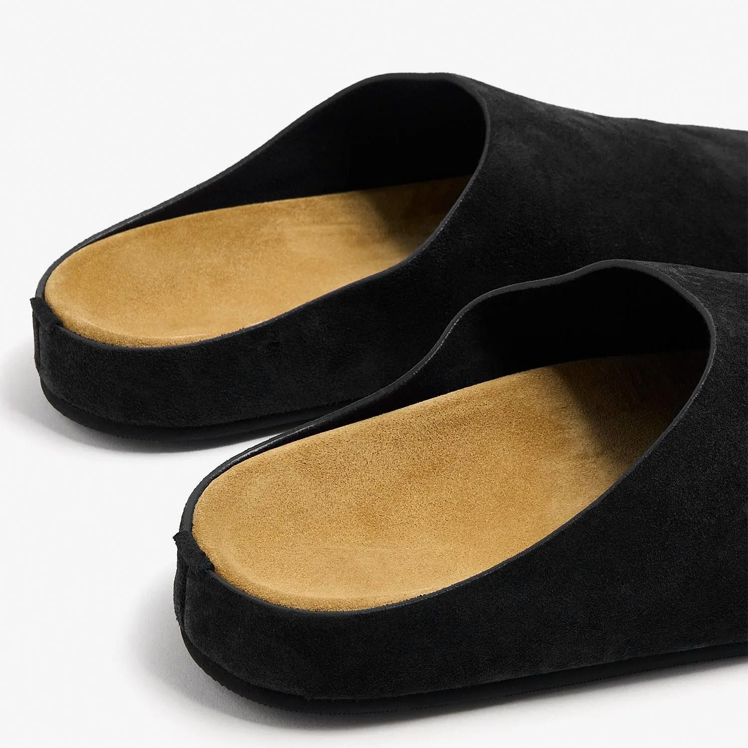 Women's Suede Clogs Round Toe Leather Mules Cork Footbed Clog with Arch Support Comfort Casual Slip-on Fall Shoes