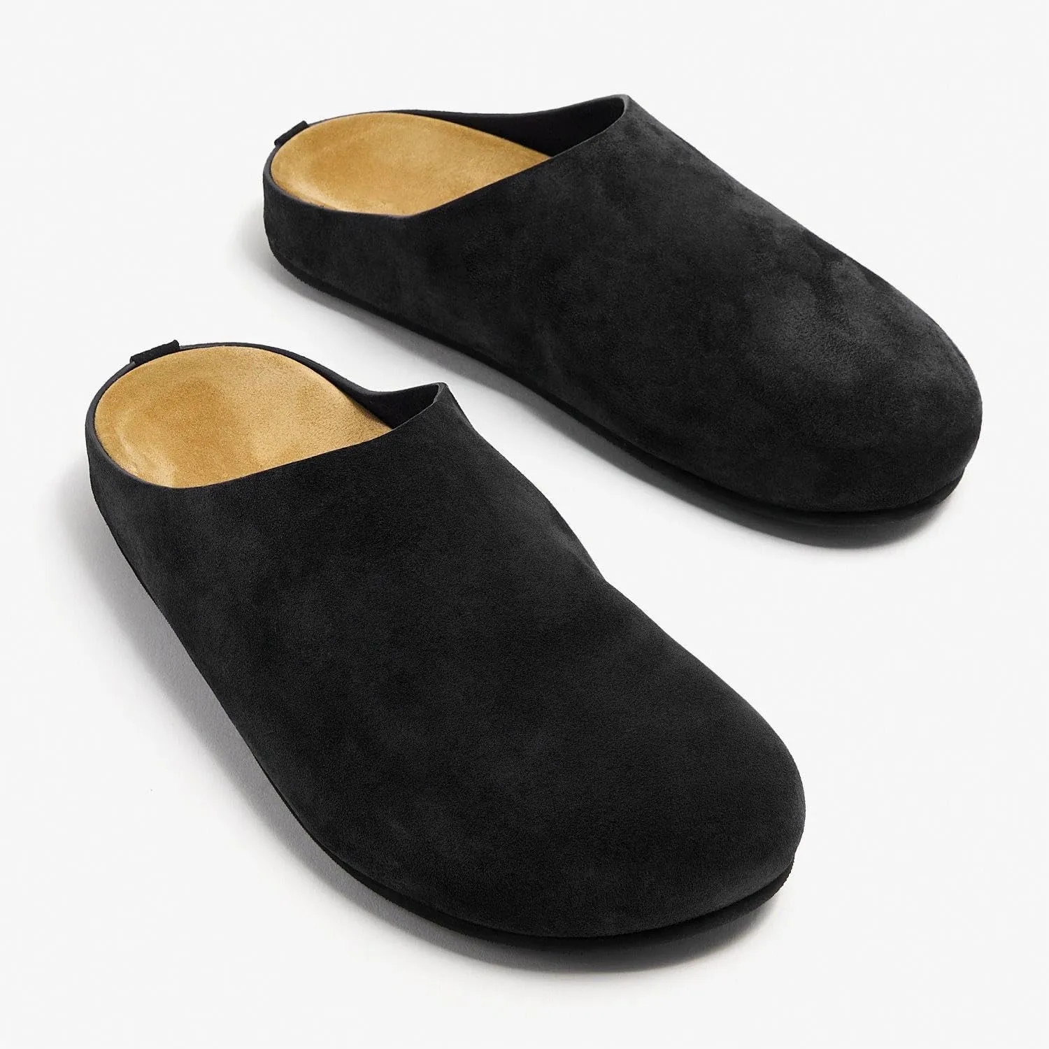 Women's Suede Clogs Round Toe Leather Mules Cork Footbed Clog with Arch Support Comfort Casual Slip-on Fall Shoes