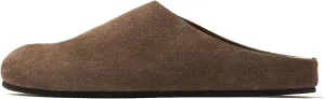 Women's Suede Clogs Round Toe Leather Mules Cork Footbed Clog with Arch Support Comfort Casual Slip-on Fall Shoes