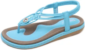 Women's T-Strap Flat Sandals Glitter Rhinestones Thong Flip Flops