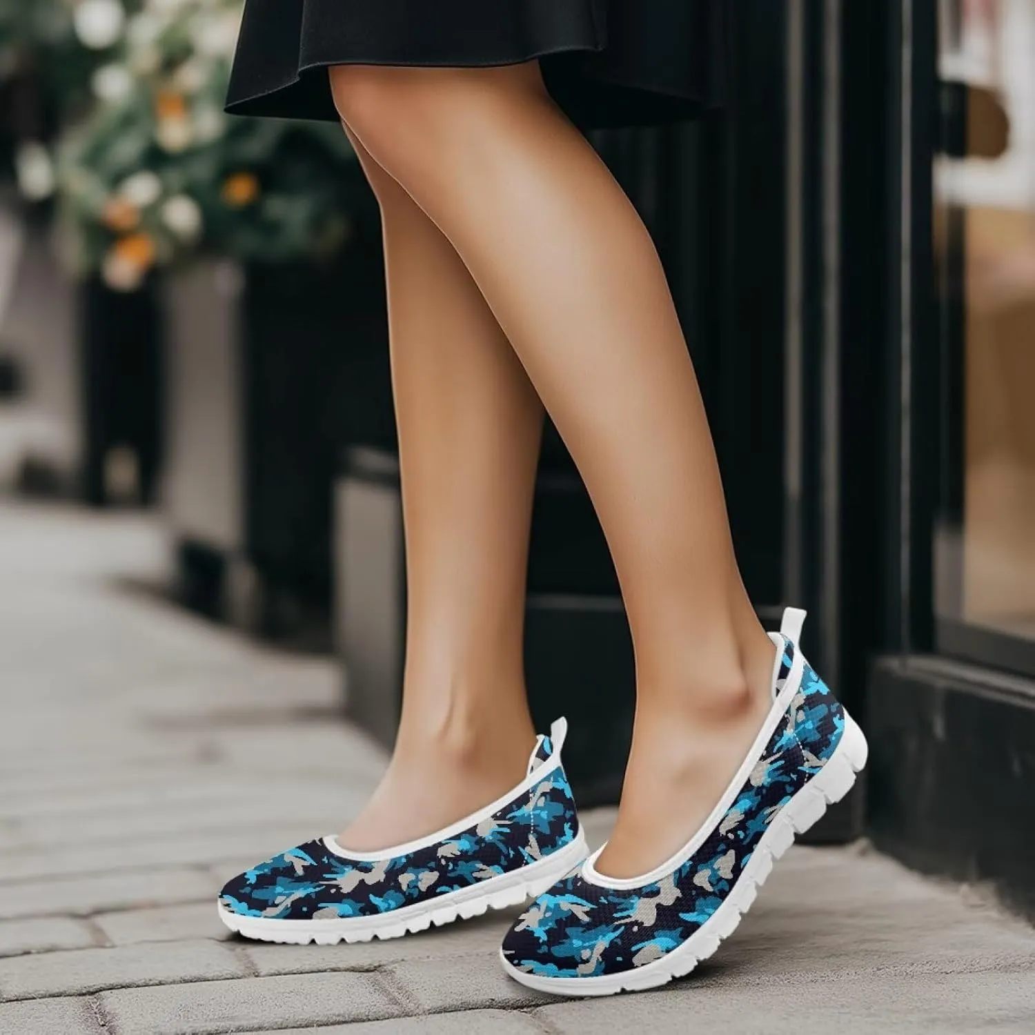 Women's Walking Loafers Slip On Casual Comfortable Workout Shoes Light Elastic Outdoor Camping Shoe Size 6-11 White Sole