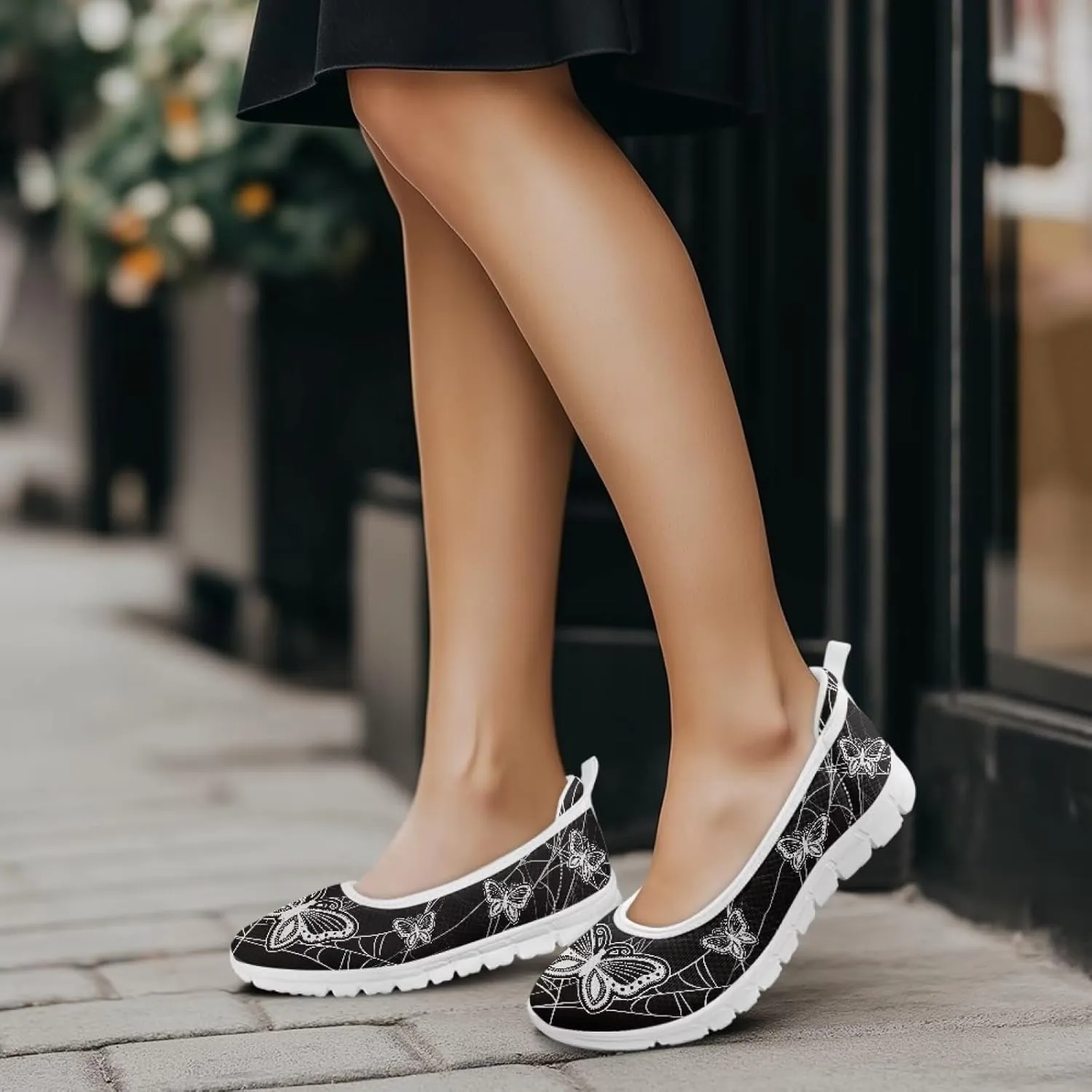 Women's Walking Loafers Slip On Casual Comfortable Workout Shoes Light Elastic Outdoor Camping Shoe Size 6-11 White Sole