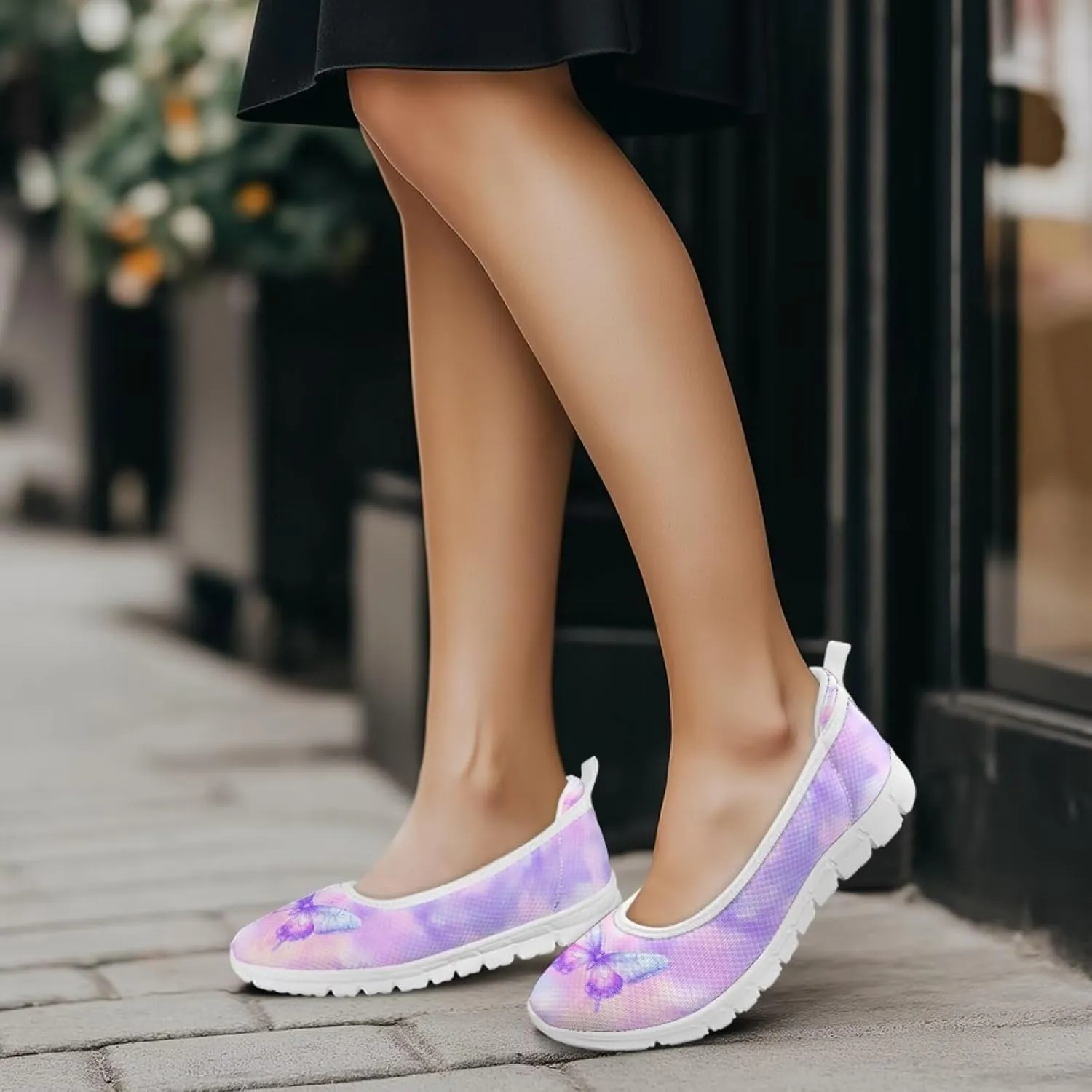 Women's Walking Loafers Slip On Casual Comfortable Workout Shoes Light Elastic Outdoor Camping Shoe Size 6-11 White Sole
