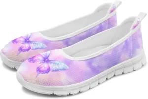 Women's Walking Loafers Slip On Casual Comfortable Workout Shoes Light Elastic Outdoor Camping Shoe Size 6-11 White Sole