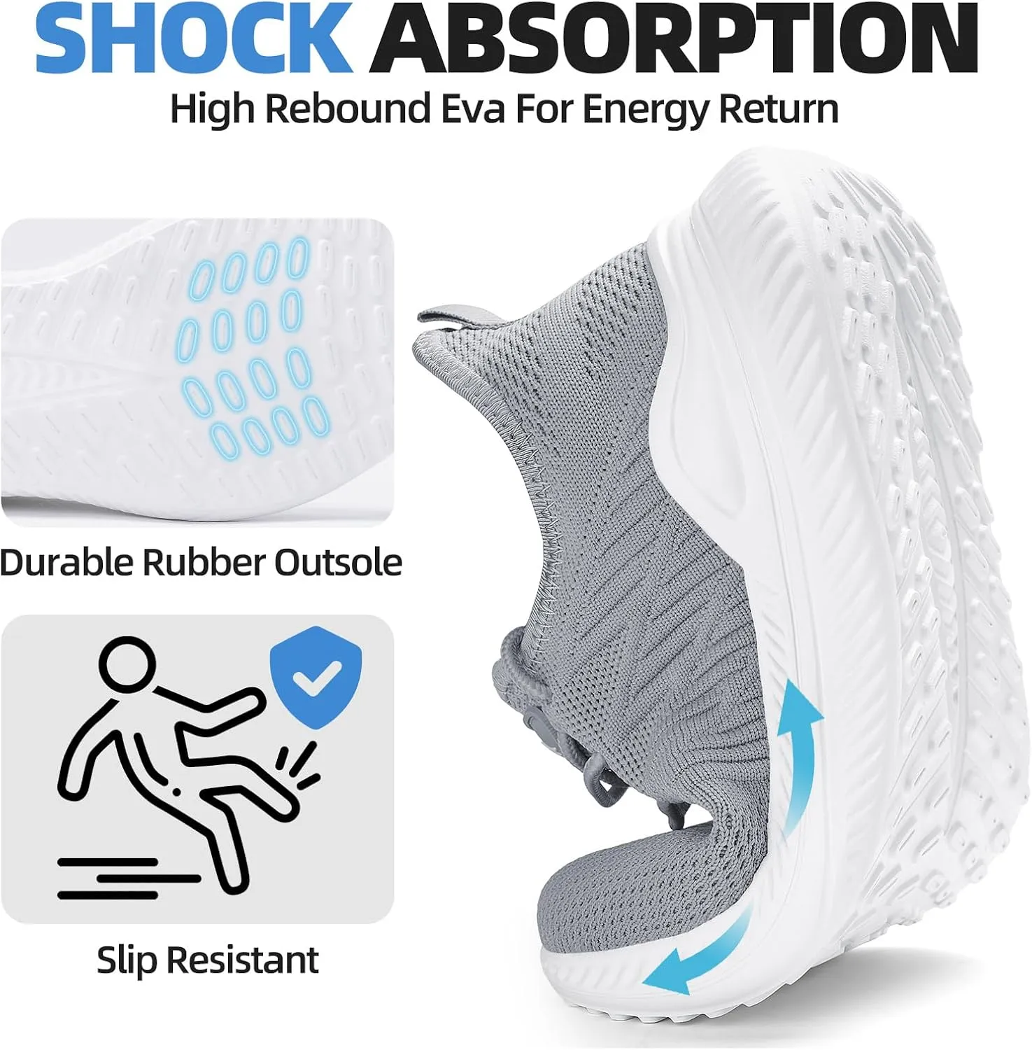 Womens Walking Tennis Shoes - Slip On Memory Foam Lightweight Casual Sneakers for Gym Travel Work