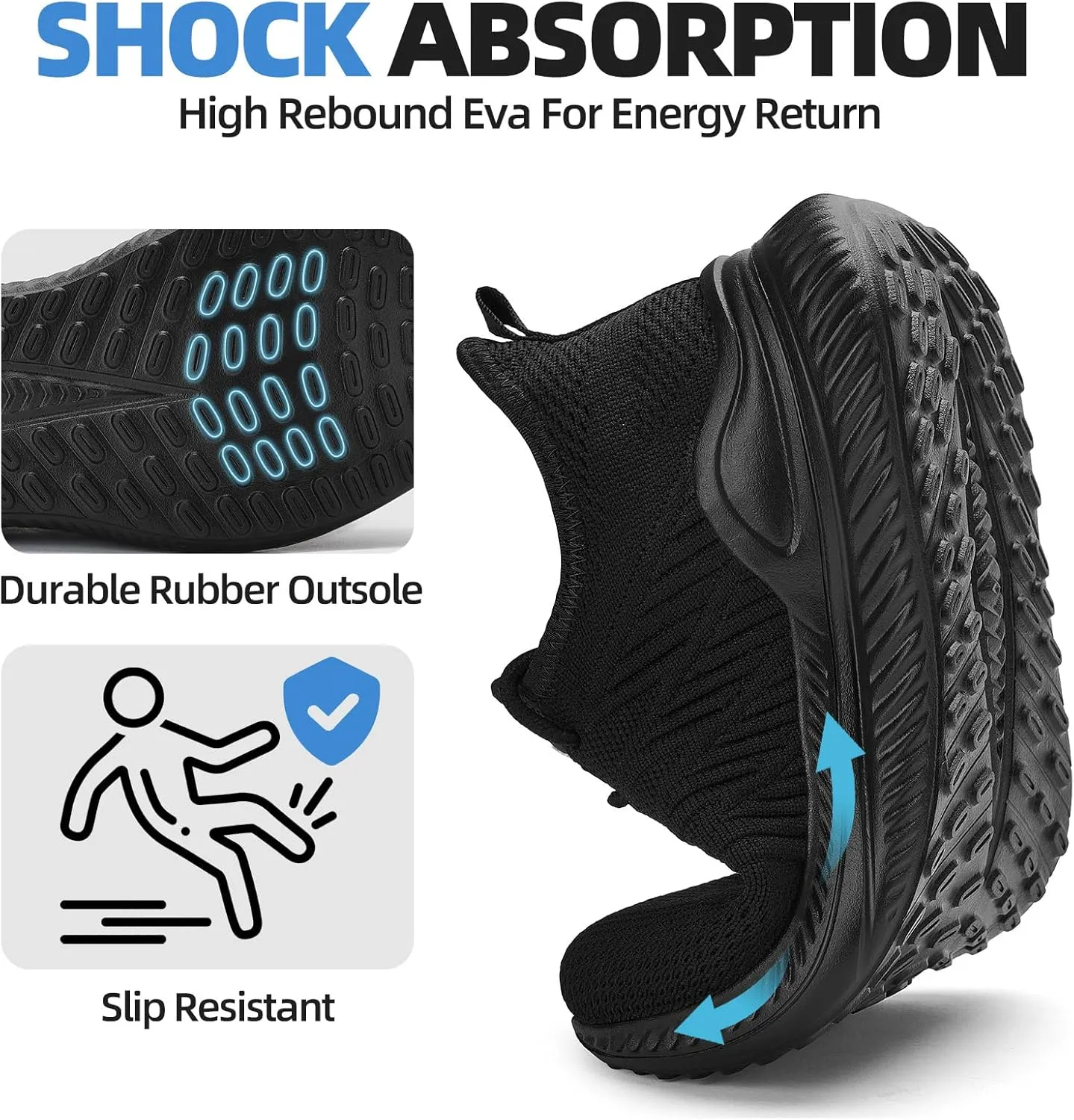 Womens Walking Tennis Shoes - Slip On Memory Foam Lightweight Casual Sneakers for Gym Travel Work
