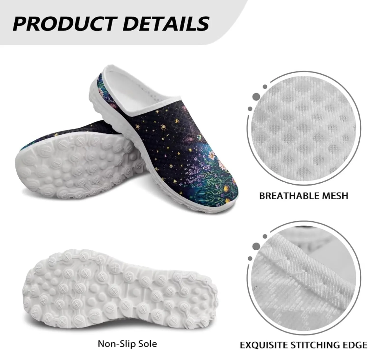 Womens Water Shoes Slip On Barefoot Aqua Shoes Women's Mules Clogs Mesh Flats with Non Slip Sole Closed Toe Slide