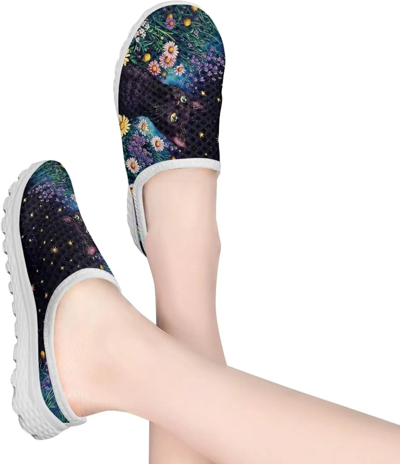 Womens Water Shoes Slip On Barefoot Aqua Shoes Women's Mules Clogs Mesh Flats with Non Slip Sole Closed Toe Slide
