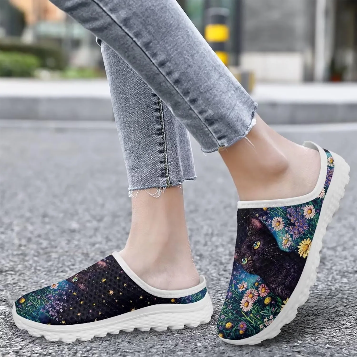 Womens Water Shoes Slip On Barefoot Aqua Shoes Women's Mules Clogs Mesh Flats with Non Slip Sole Closed Toe Slide