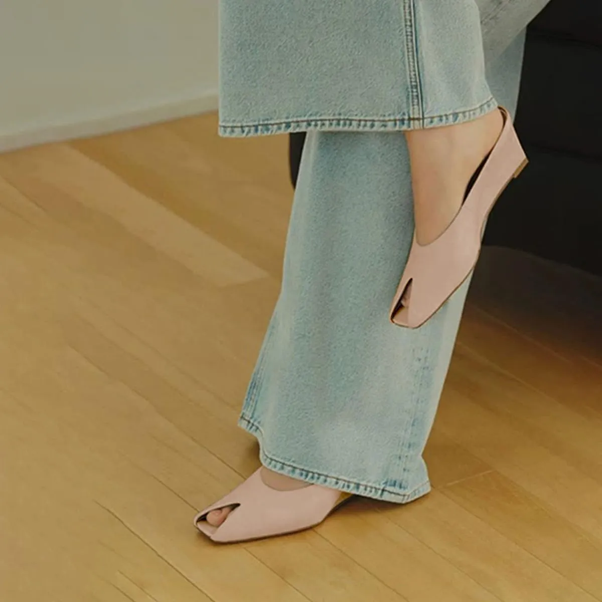 Womens Wedge Mules Peep Open Toe Slides Comfortable Slip on Sandals