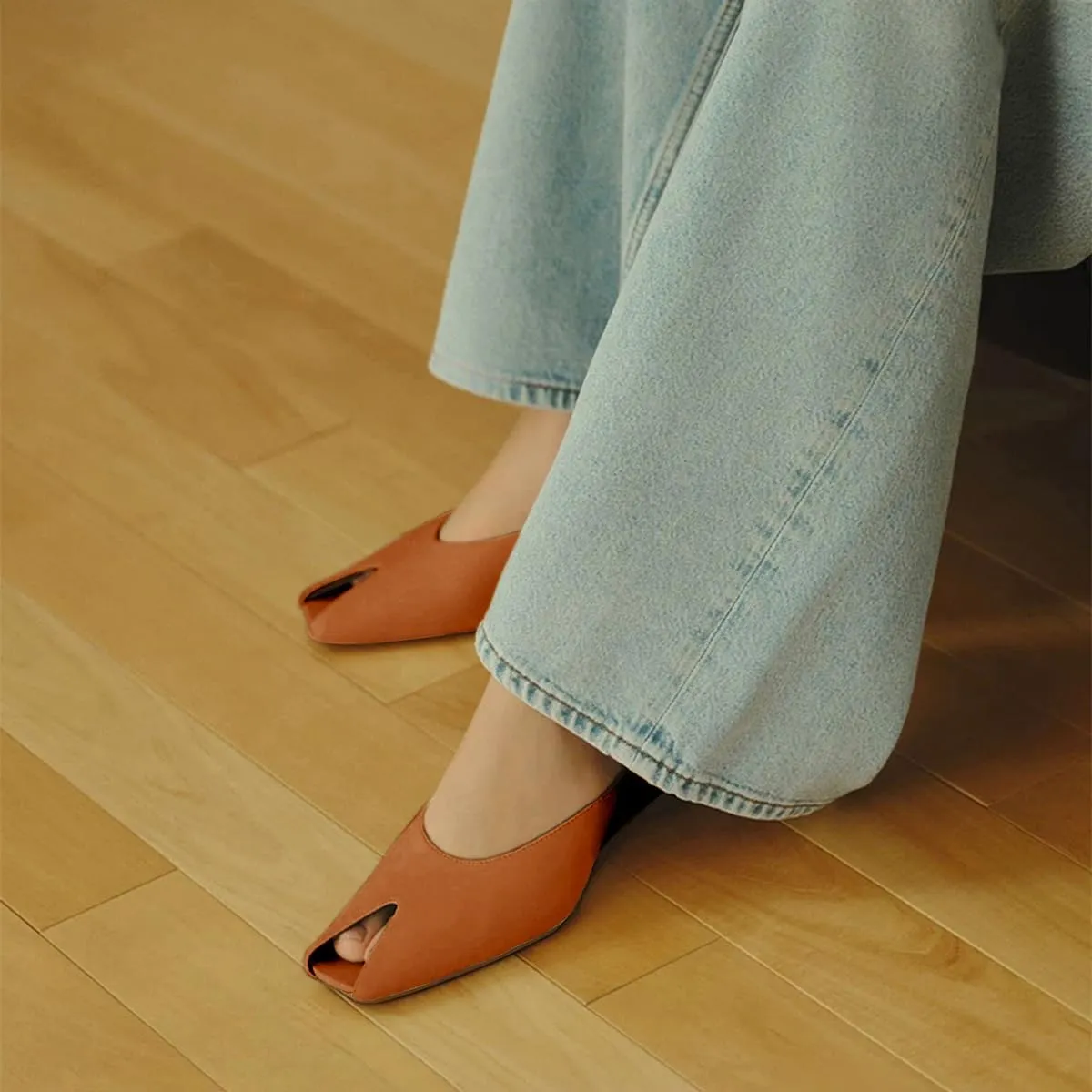 Womens Wedge Mules Peep Open Toe Slides Comfortable Slip on Sandals
