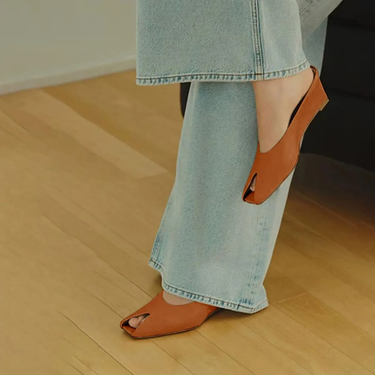 Womens Wedge Mules Peep Open Toe Slides Comfortable Slip on Sandals