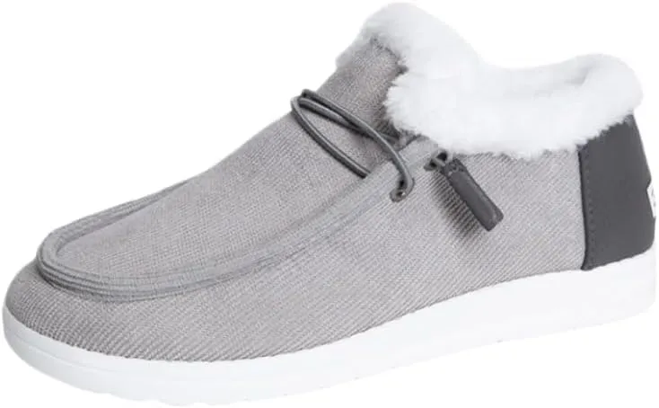Women's Winter Warm Warm Shoes, Women's Loafers Orthopedic Cotton Lined Ankle Soft Leather Shoes Canvas Flat Shoes