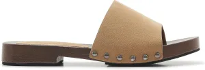 Womens's Wooden Style Block Heel Sandal Open Toe Platform Clogs Rivet Studed Slip On Summer Mules