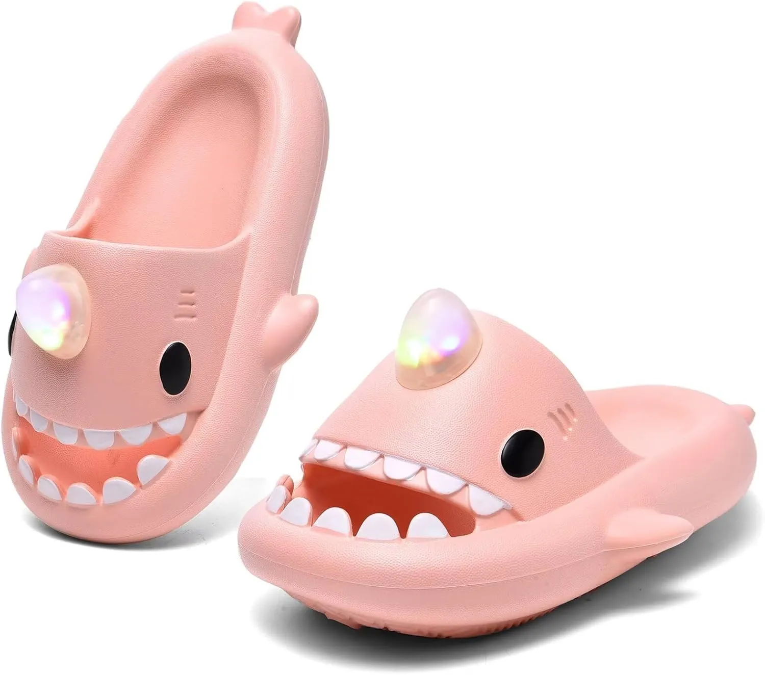 XPKWS Shark Slides Kids Clogs LED Light up Garden Shoes Sharklas Boys Girls Mules Sandals Toddler Slippers Indoor Outdoor Non-slip