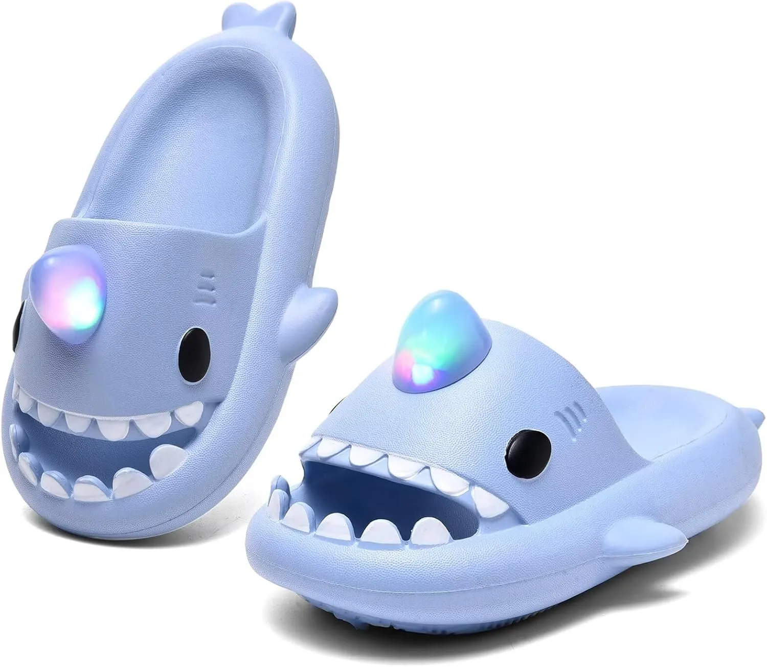 XPKWS Shark Slides Kids Clogs LED Light up Garden Shoes Sharklas Boys Girls Mules Sandals Toddler Slippers Indoor Outdoor Non-slip