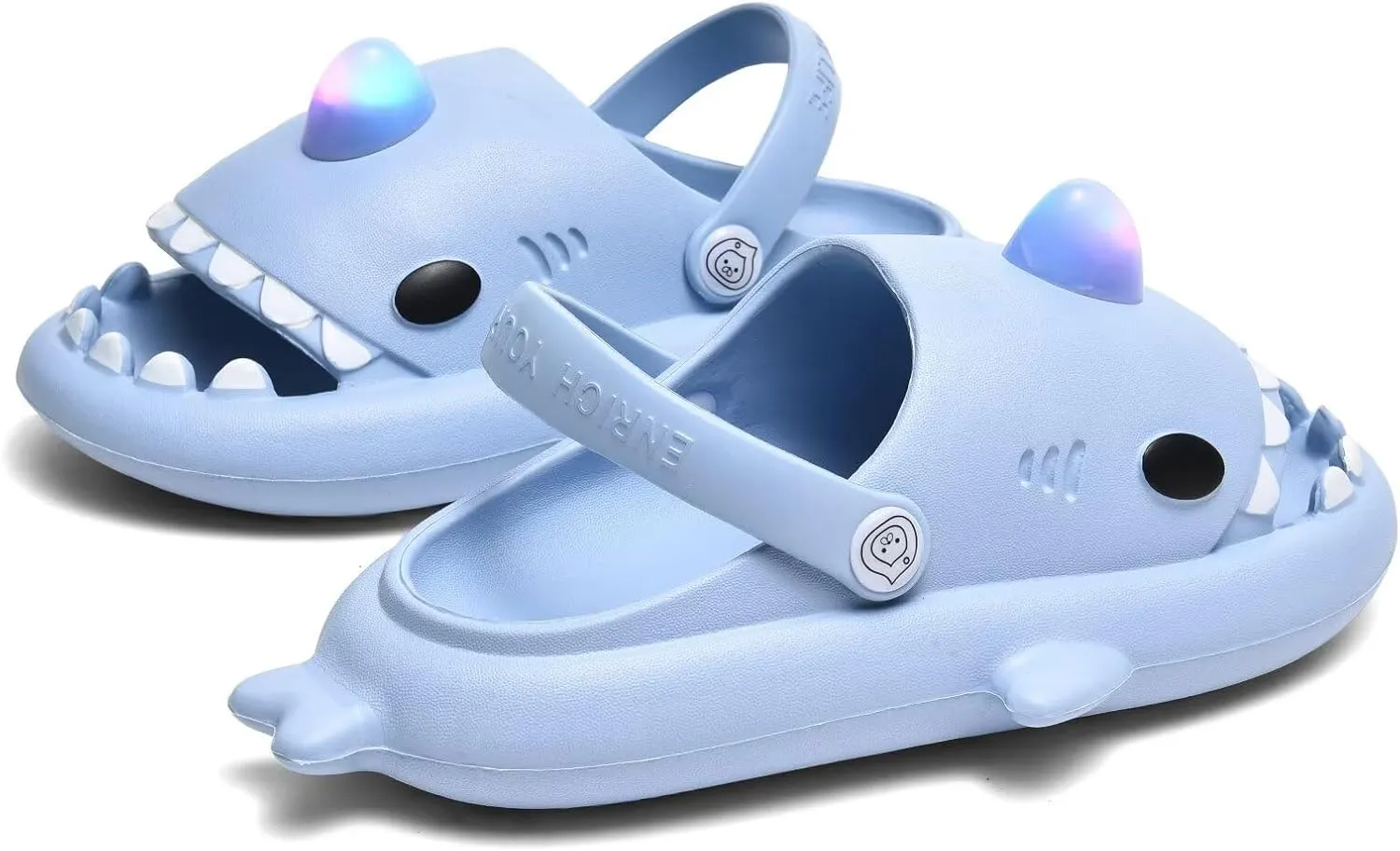 XPKWS Shark Slides Kids Clogs LED Light up Garden Shoes Sharklas Boys Girls Mules Sandals Toddler Slippers Indoor Outdoor Non-slip