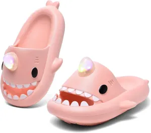 XPKWS Shark Slides Kids Clogs LED Light up Garden Shoes Sharklas Boys Girls Mules Sandals Toddler Slippers Indoor Outdoor Non-slip