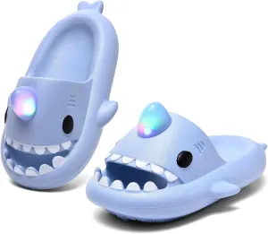 XPKWS Shark Slides Kids Clogs LED Light up Garden Shoes Sharklas Boys Girls Mules Sandals Toddler Slippers Indoor Outdoor Non-slip