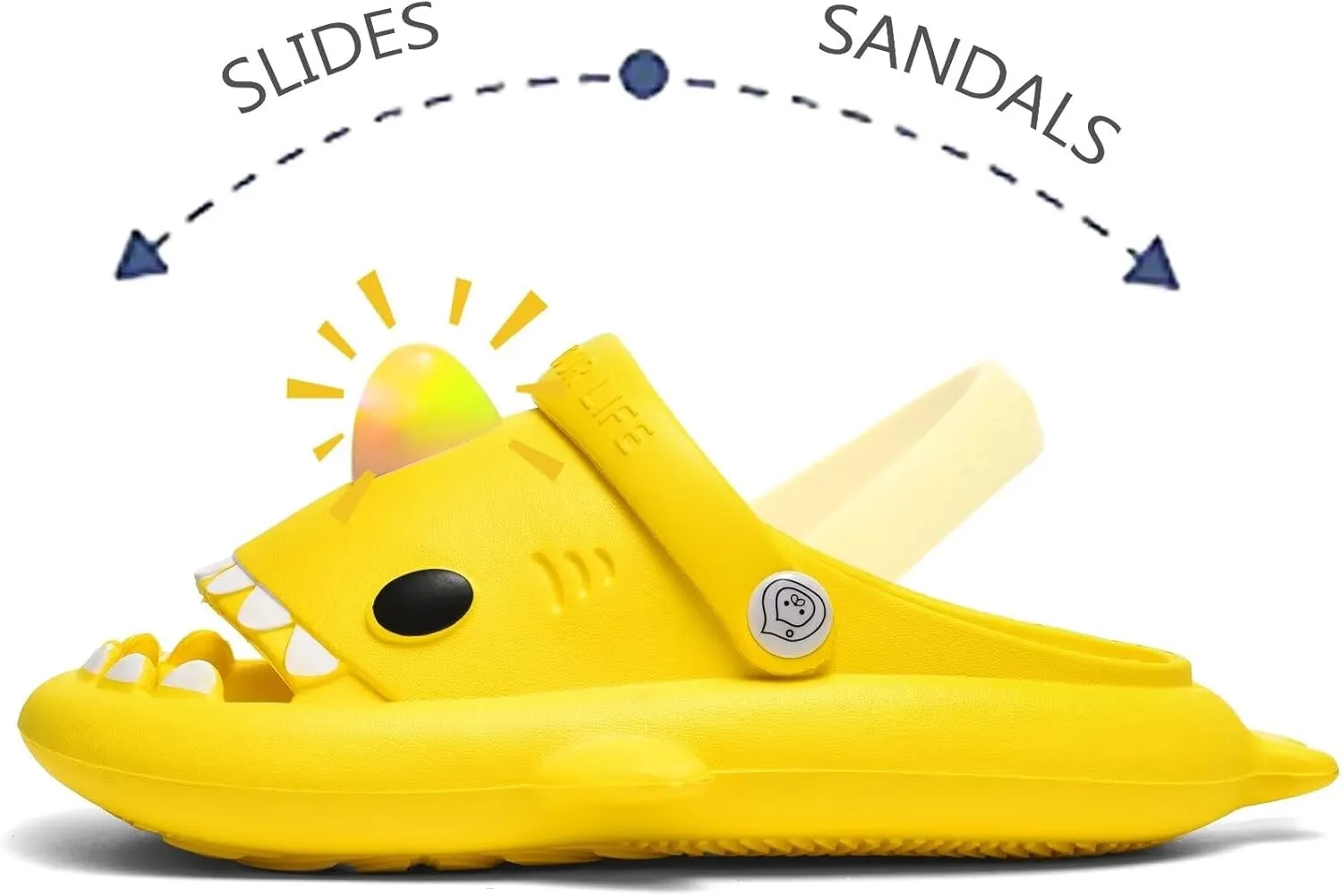 XPKWS Shark Slides Kids Clogs LED Light up Garden Shoes Sharklas Boys Girls Mules Sandals Toddler Slippers Indoor Outdoor Non-slip