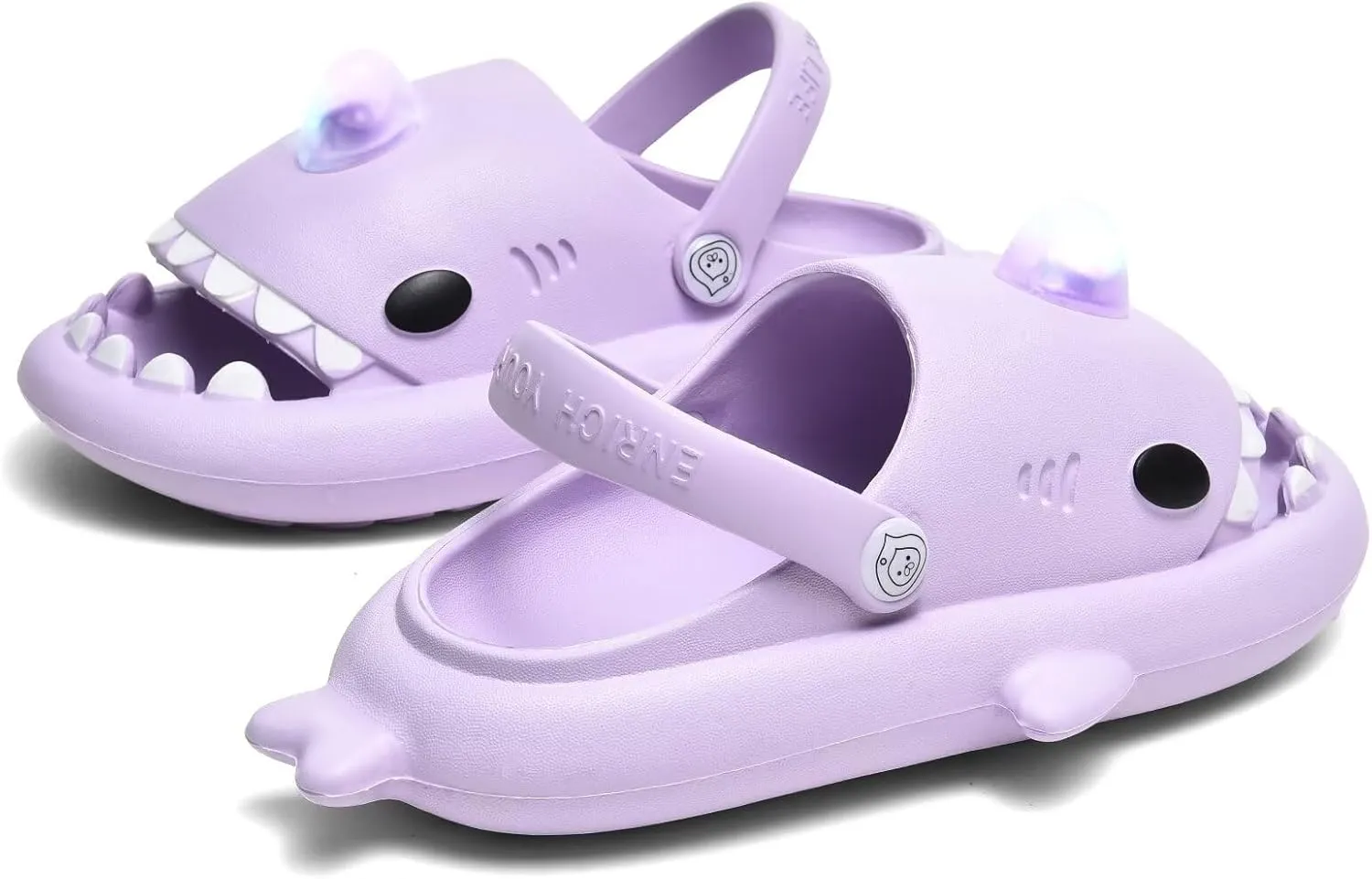 XPKWS Shark Slides Kids Clogs LED Light up Garden Shoes Sharklas Boys Girls Mules Sandals Toddler Slippers Indoor Outdoor Non-slip