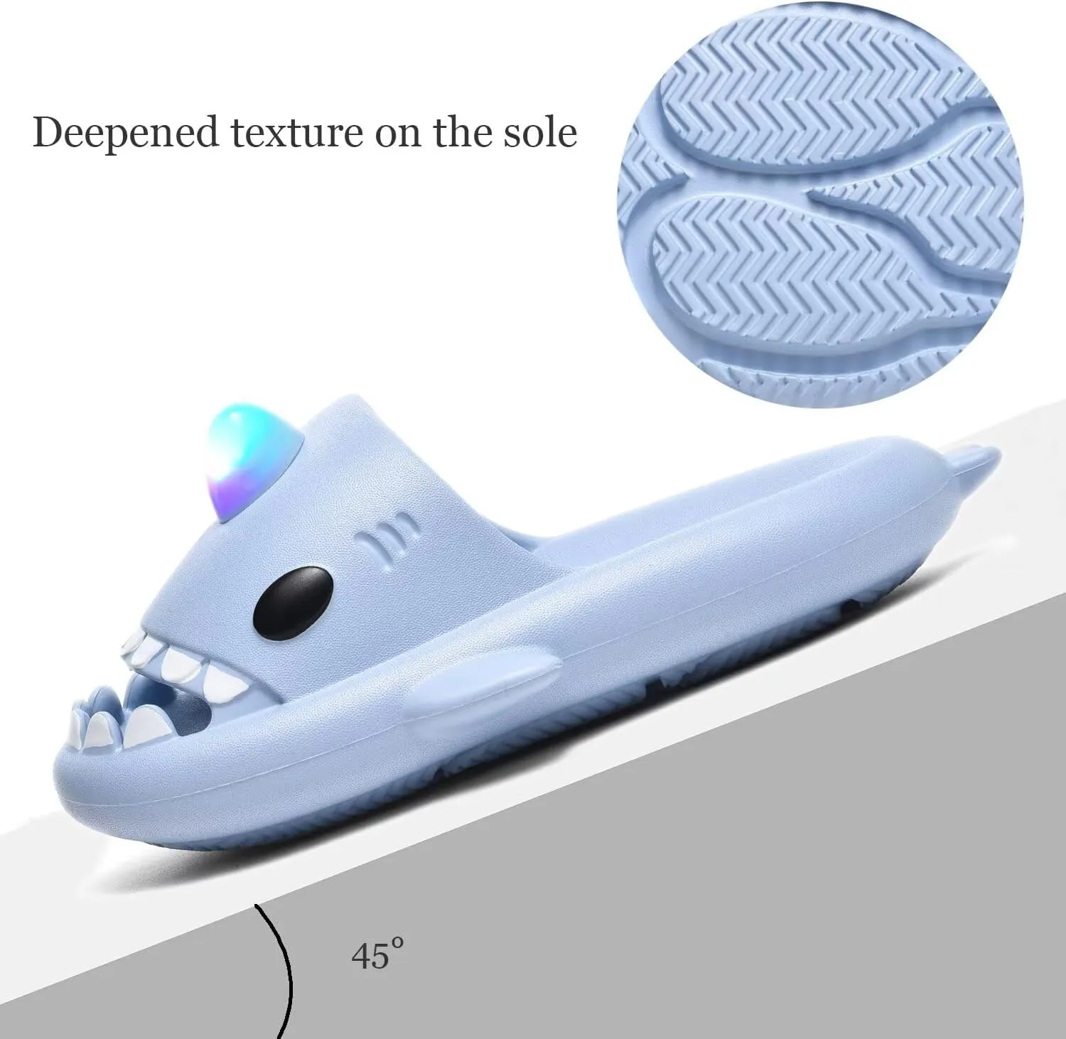 XPKWS Shark Slides Kids Clogs LED Light up Garden Shoes Sharklas Boys Girls Mules Sandals Toddler Slippers Indoor Outdoor Non-slip
