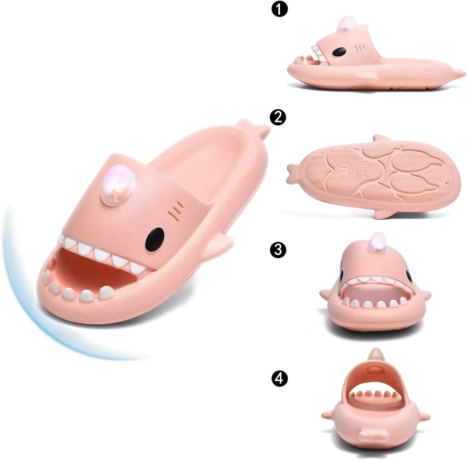 XPKWS Shark Slides Kids Clogs LED Light up Garden Shoes Sharklas Boys Girls Mules Sandals Toddler Slippers Indoor Outdoor Non-slip