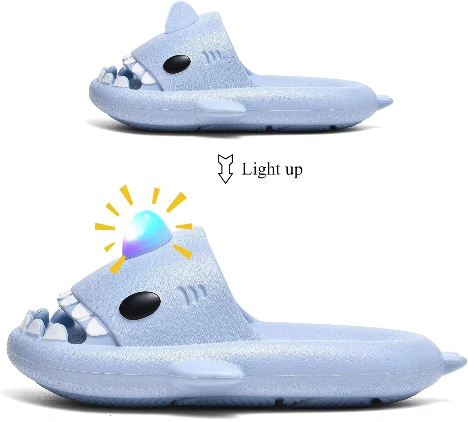 XPKWS Shark Slides Kids Clogs LED Light up Garden Shoes Sharklas Boys Girls Mules Sandals Toddler Slippers Indoor Outdoor Non-slip