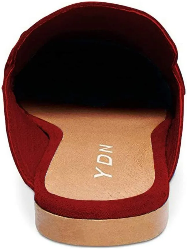 YDN Classic Solid Colour Mules Slippers Flats Almond Pointed Toe Comfort Indoor Casual Slip on Shoes 4-15 US
