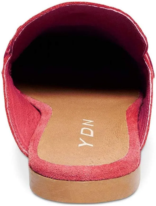 YDN Classic Solid Colour Mules Slippers Flats Almond Pointed Toe Comfort Indoor Casual Slip on Shoes 4-15 US