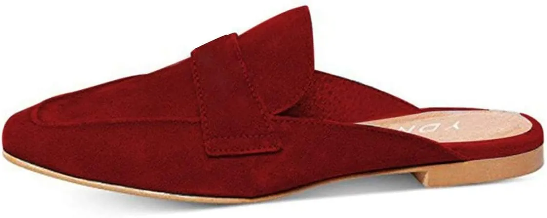 YDN Classic Solid Colour Mules Slippers Flats Almond Pointed Toe Comfort Indoor Casual Slip on Shoes 4-15 US