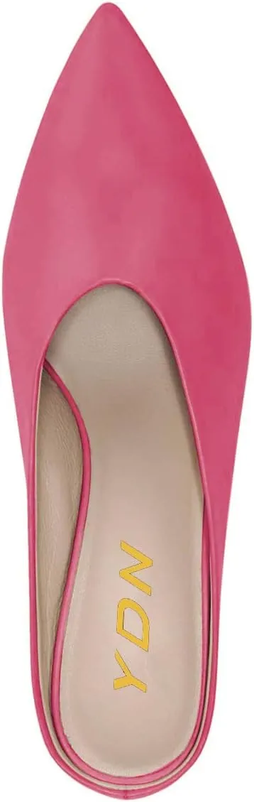 YDN Women Retro Pointed Toe Mules Pumps Block Mid Heel Slip On Slide Sandal Comfort Clog Shoes