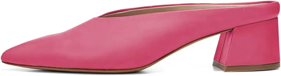 YDN Women Retro Pointed Toe Mules Pumps Block Mid Heel Slip On Slide Sandal Comfort Clog Shoes