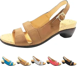 Yifare Sandals for Women, Funfany Women's Comfy Orthotic Sandals, Summer Casual One-Word Buckle Shoes