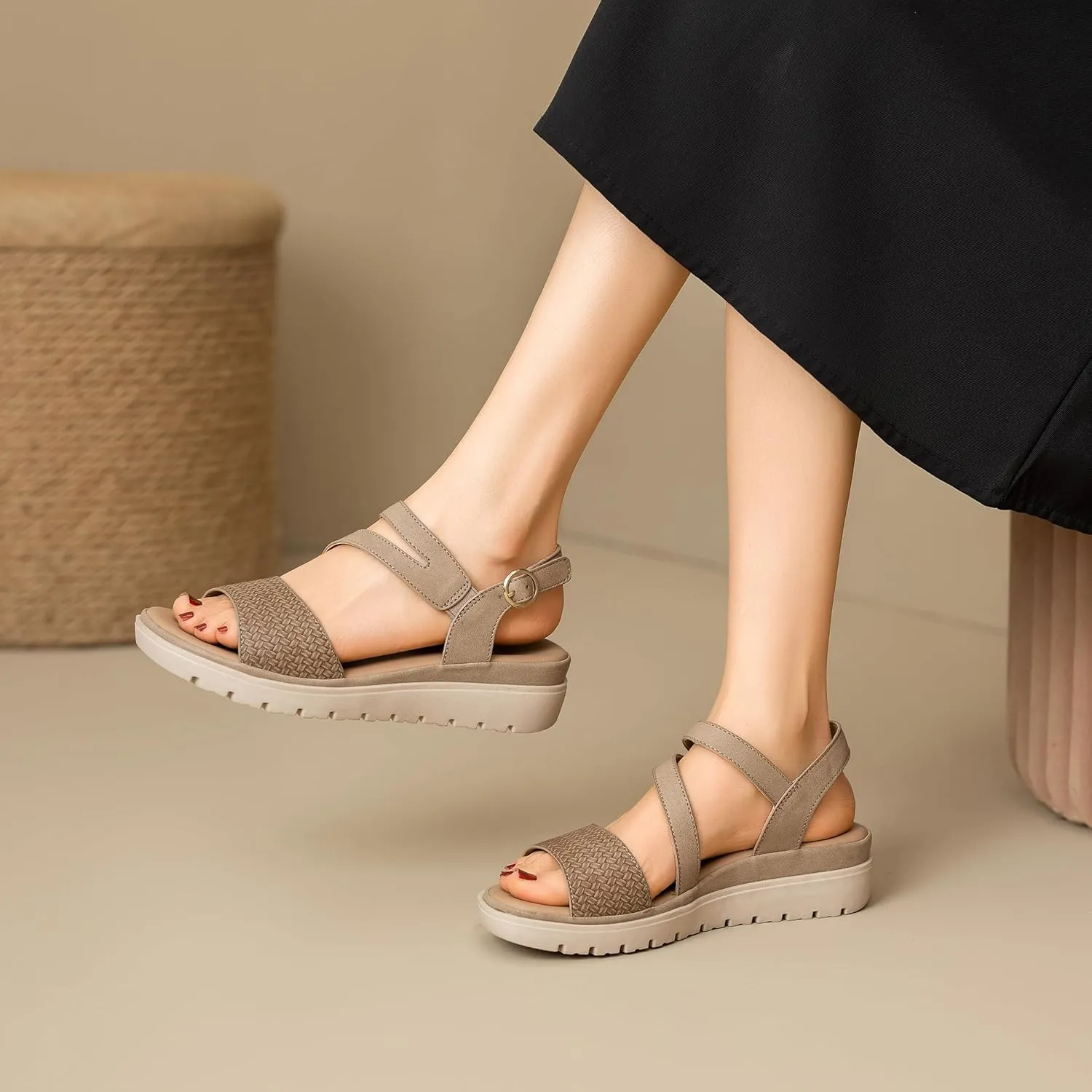 YOKI TUNSA-20 Women’s Comfort Strappy Wedge Sandals with Arch Support, Platform Sandals Women, Women's Sandals Dressy Comfortable, Summer Sandals