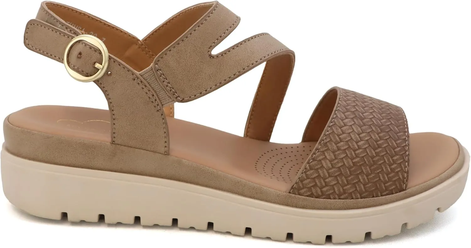 YOKI TUNSA-20 Women’s Comfort Strappy Wedge Sandals with Arch Support, Platform Sandals Women, Women's Sandals Dressy Comfortable, Summer Sandals