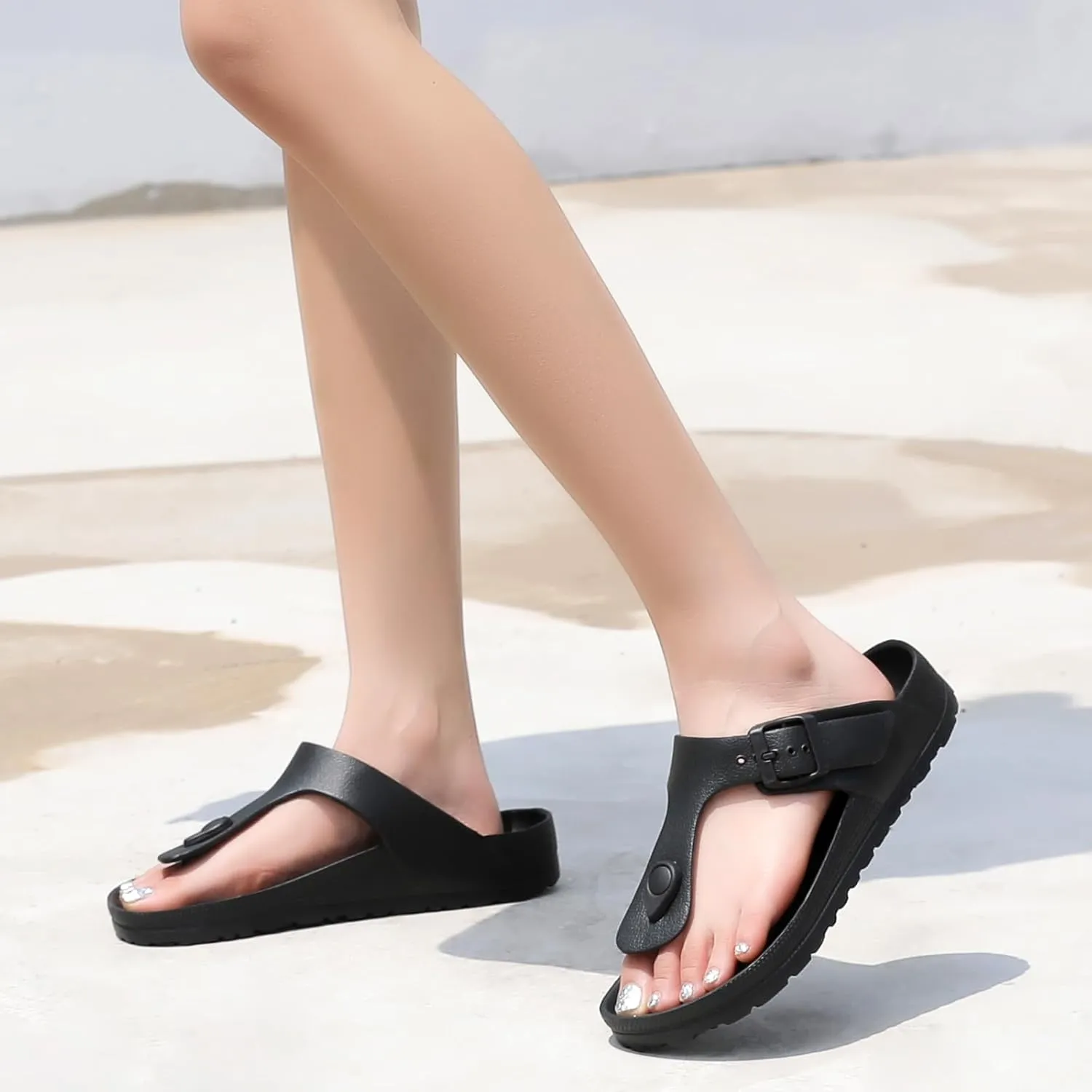 YUHITYGZGS Comfort Footbed EVA Thong Sandals for Women and Men Flip Flop with Arch Support Slip On Indoor Outdoor for Summer Beach Slides Adjustable Buckle