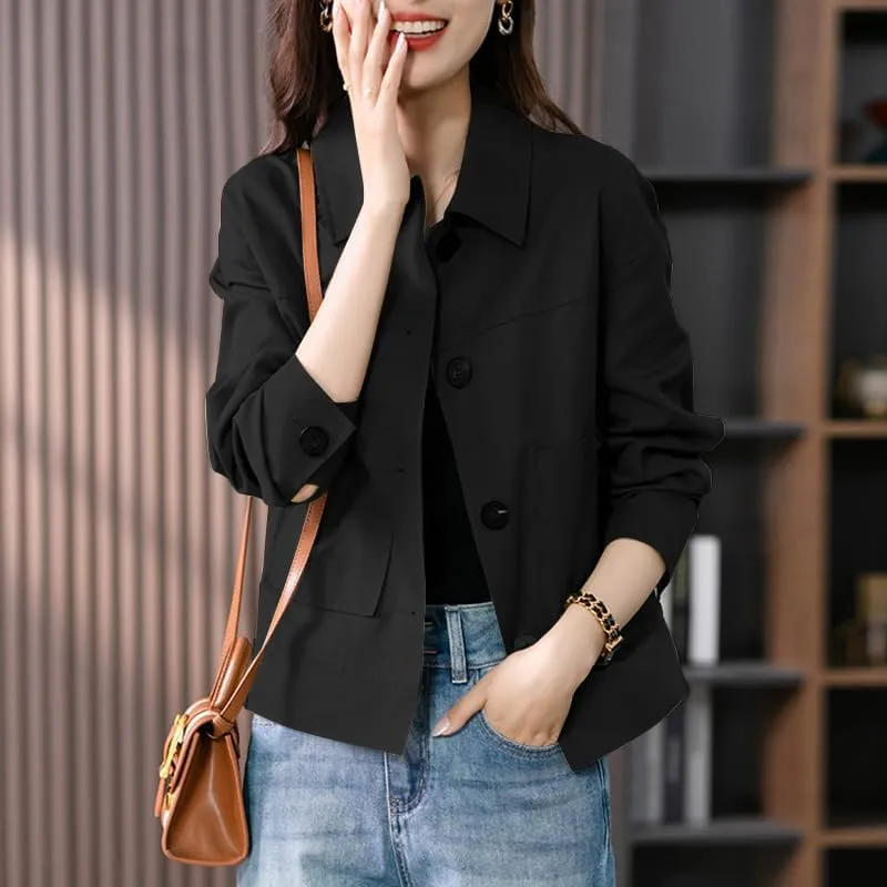 ZANZEA Womens Cropped Bomber Jackets Button Down Shackets Lightweight Cardigan Fall Outfits 2024 Winter Coats With Pockets
