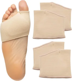 ZenToes Metatarsal Pads for Men and Women - Ball of Foot Pain Relief Cushions for Sesamoiditis, Metatarsalgia, Morton's Neuroma - 2 Pairs Fabric Sleeves with Gel Inserts (Small, Beige)