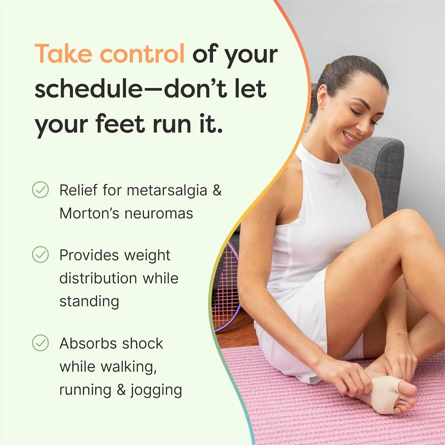 ZenToes Metatarsal Pads for Men and Women - Ball of Foot Pain Relief Cushions for Sesamoiditis, Metatarsalgia, Morton's Neuroma - 2 Pairs Fabric Sleeves with Gel Inserts (Small, Beige)
