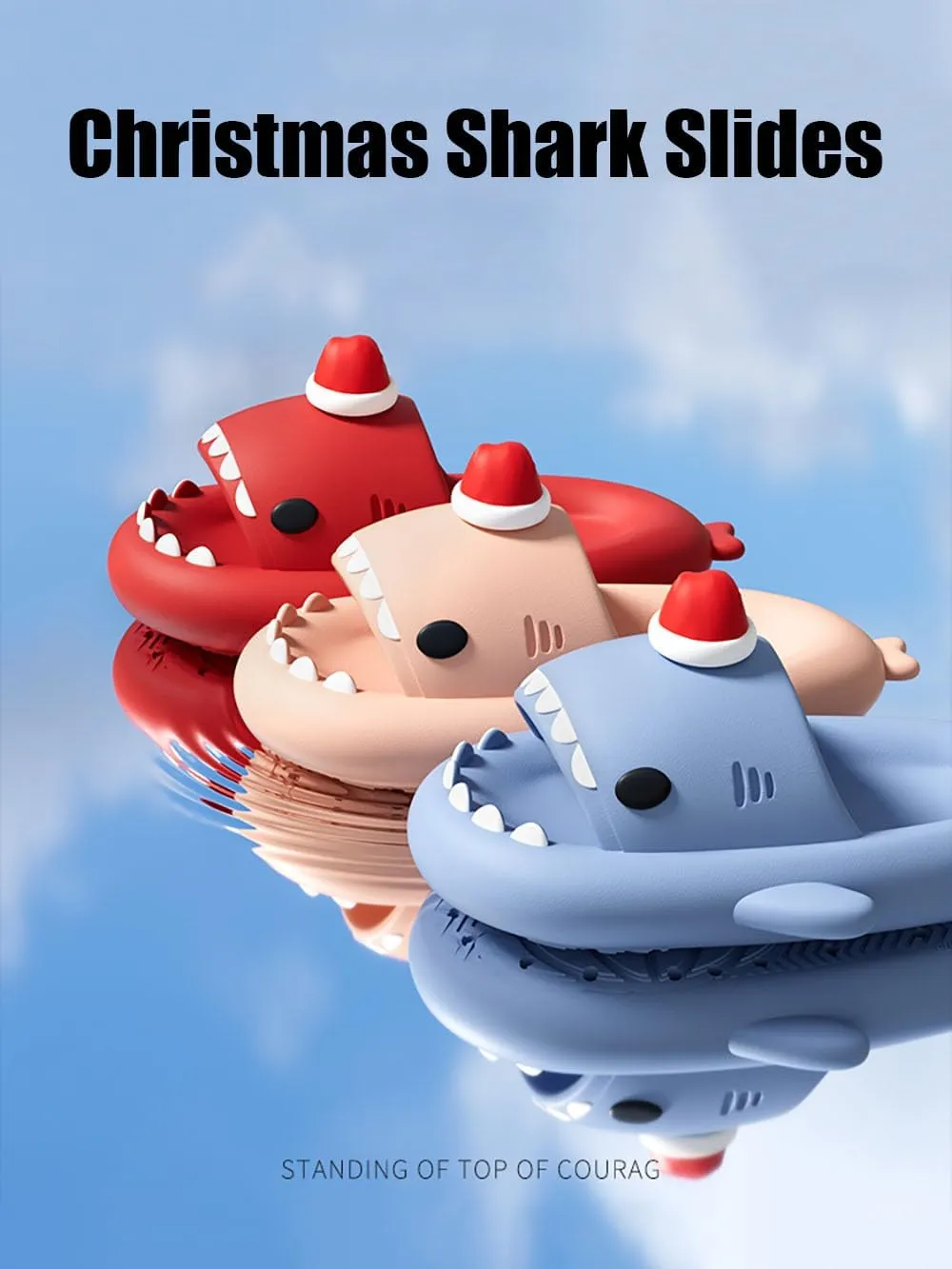 Zureto Halloween Christmas Shark Slides Slippers, New 2023 Unisex Cloudy Shark Sandals