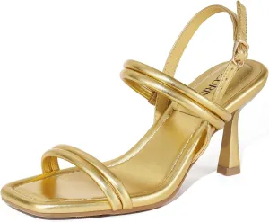 ZURIN Womens Strappy Sandals Kitten Heels Square Open Toe Heeled Sandals Ankle Strap Slingback High Heels Dress Party Evening Prom wedding Shoes